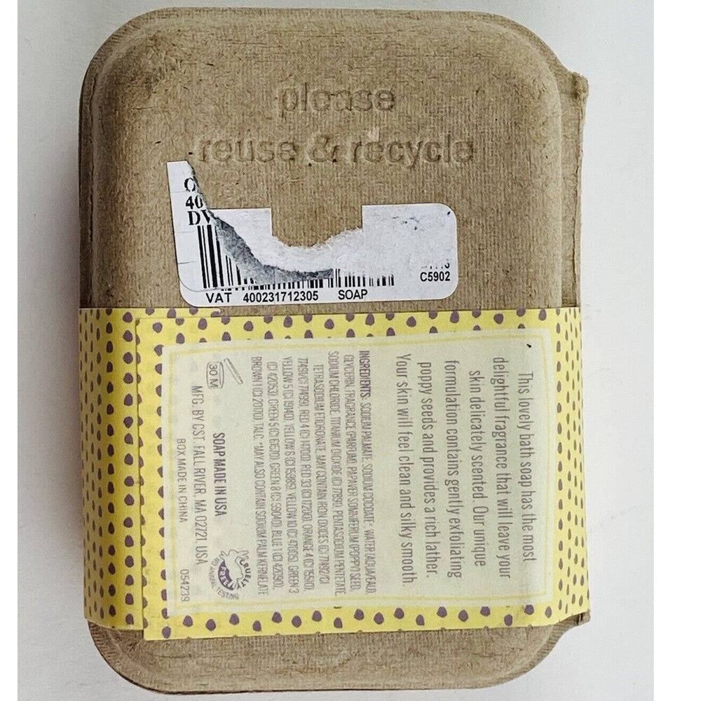 CST Fall River Bath Bar Soap Lemon Poppy 4 oz Cruelty Free USA Silky Lather Exfo - Picture 3 of 7